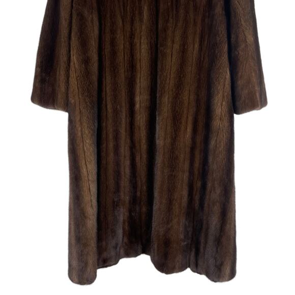 Vintage Nafia Real Mink Fur Long Coat Full Length Brown Size 8 - Picture 10 of 12